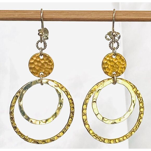 KK# Stunning 2” Sterling 925 Silver Circle Hoop Dangle Earrings - Picture 1 of 5